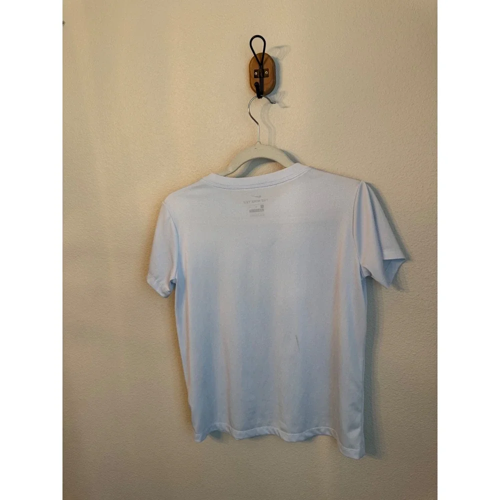 Nike Dri-FIT V-Neck Tee Kids XL Light Blue & Purple Swoosh Activewear Shirt